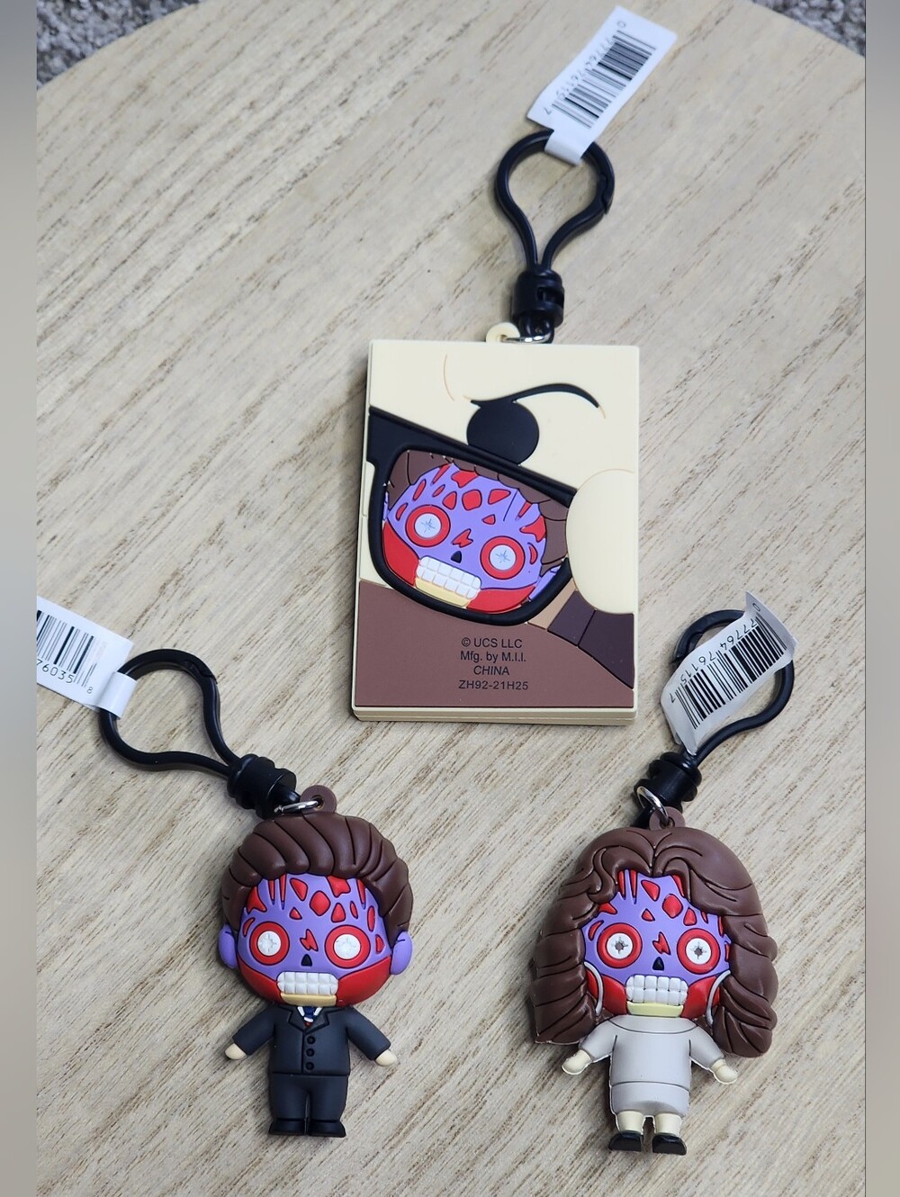 New Universal Figural Bag Clip Alien Male, Alien Lady, They Live Poster Keychain